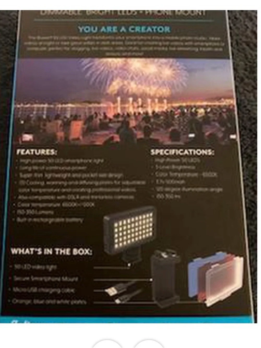 50-LED Video Light - Black New